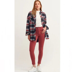 Free People High Rise Red Skinny Jeans